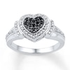 Thumbnail Image 1 of Black/White Diamond Heart Ring 1/4 ct tw Sterling Silver