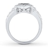 Thumbnail Image 2 of Black/White Diamond Heart Ring 1/4 ct tw Sterling Silver