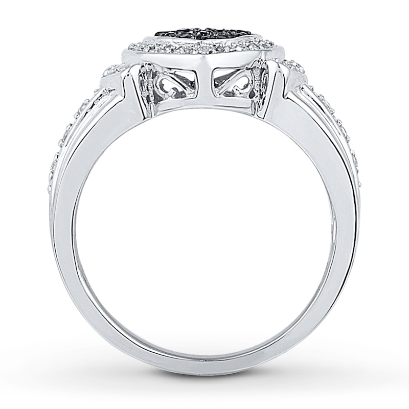 Main Image 2 of Black/White Diamond Heart Ring 1/4 ct tw Sterling Silver