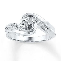 Diamond Bypass Swirl Promise Ring 1/10 ct tw Sterling Silver