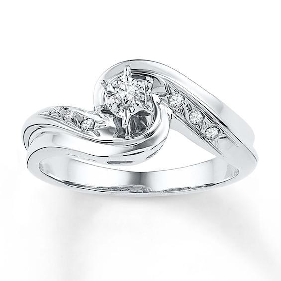 Diamond Bypass Swirl Promise Ring 1/10 ct tw Sterling Silver