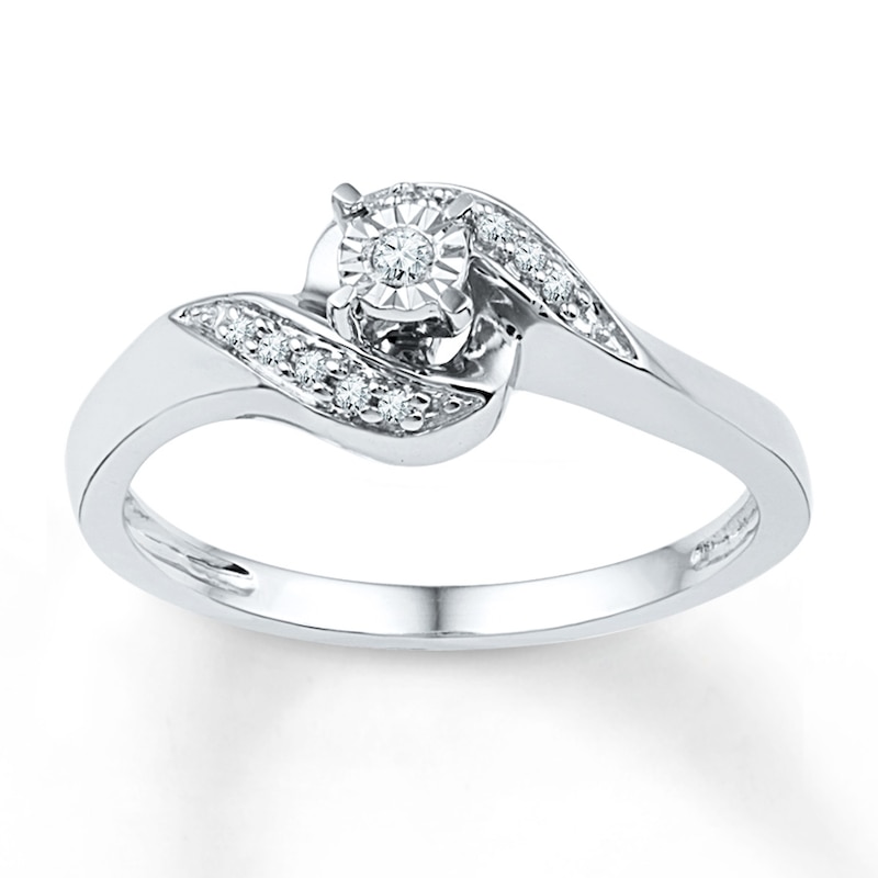 Main Image 1 of Diamond Bypass Promise Ring 1/10 ct tw Sterling Silver