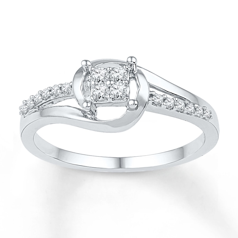 Main Image 1 of Diamond Quad Wraparound Promise Ring 1/6 ct tw Sterling Silver