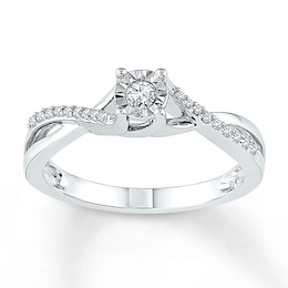 Diamond Crossover Promise Ring 1/6 ct tw 10K White Gold