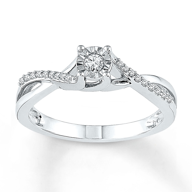 Main Image 1 of Diamond Crossover Promise Ring 1/6 ct tw 10K White Gold