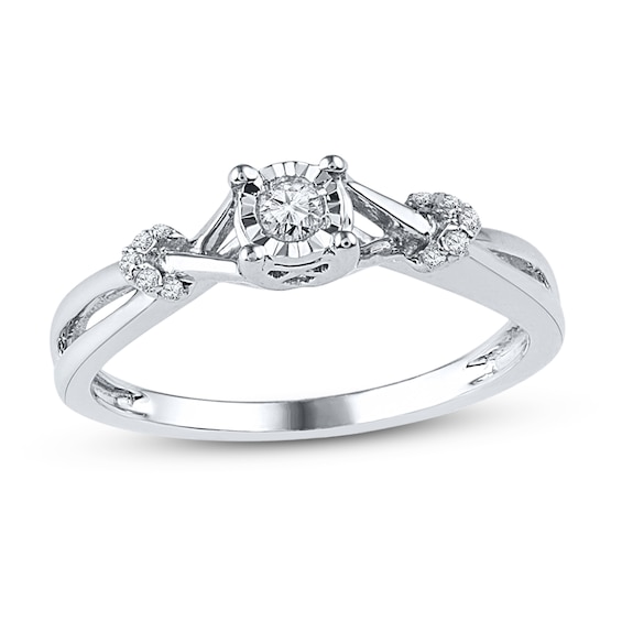 Diamond Crossover Promise Ring 1/10 ct tw Sterling Silver