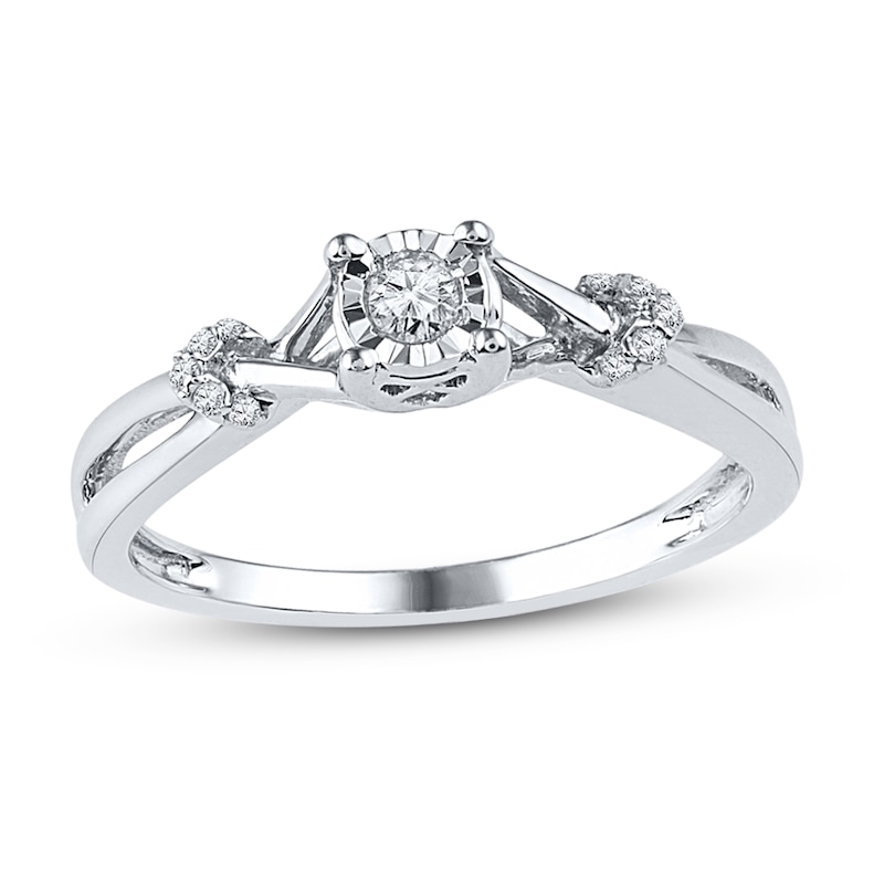 Main Image 1 of Diamond Crossover Promise Ring 1/10 ct tw Sterling Silver