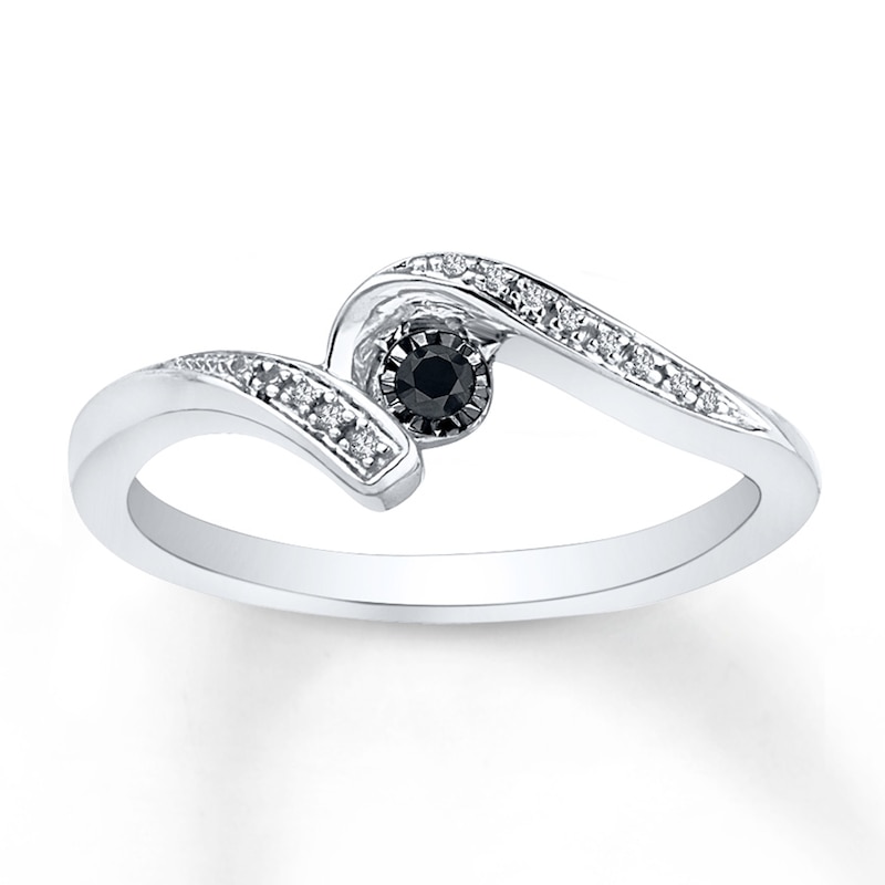 Main Image 1 of Diamond Promise Ring 1/6 ct tw Black/White Sterling Silver