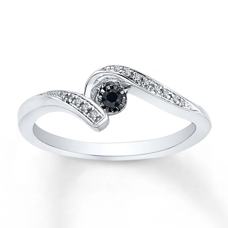 Diamond Promise Ring 1/6 ct tw Black/White Sterling Silver