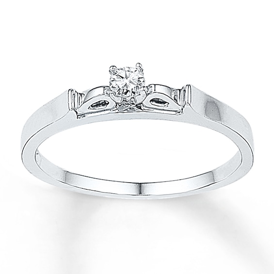 Round-Cut Diamond Solitaire Promise Ring 1/10 ct tw Sterling Silver