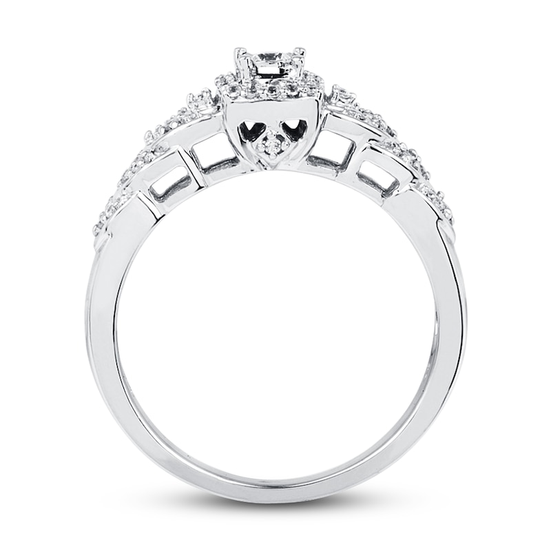 Main Image 2 of Diamond Cushion Halo Promise Ring 1/5 ct tw Sterling Silver