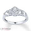 Thumbnail Image 1 of Diamond Cushion Halo Promise Ring 1/5 ct tw Sterling Silver