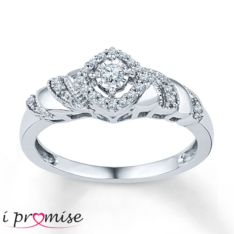 Diamond Promise Ring 1/5 ct tw Round-cut Sterling Silver with 360