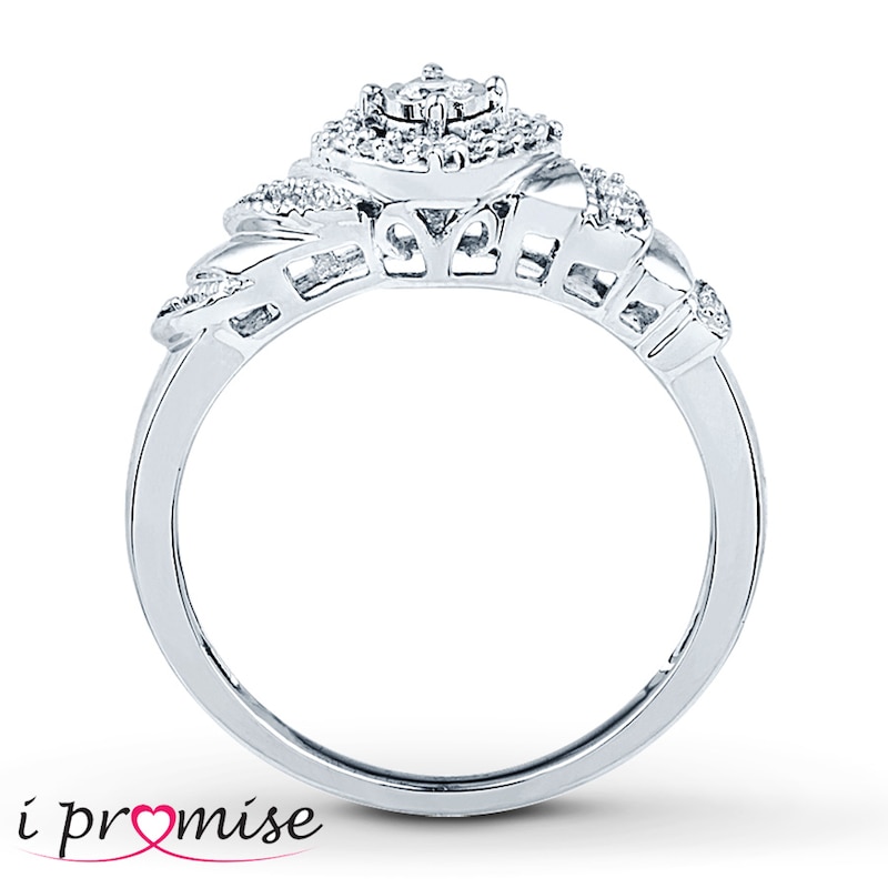 Main Image 2 of Diamond Cushion Halo Promise Ring 1/5 ct tw Sterling Silver