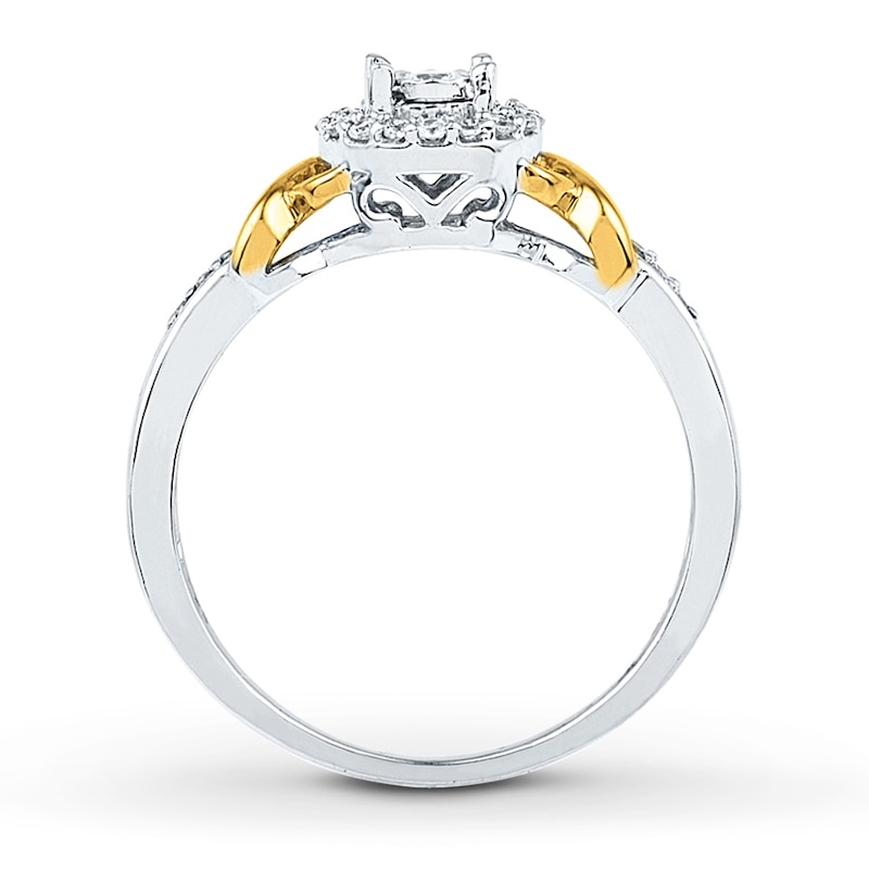 Main Image 2 of Diamond XO Promise Ring 1/6 ct tw Sterling Silver & 10K Yellow Gold