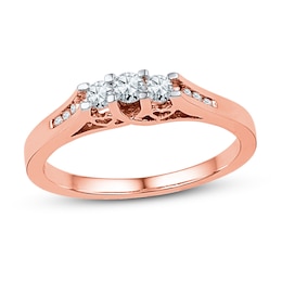 Diamond Three-Stone Promise Ring 1/4 ct tw 10K Rose Gold