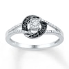 Thumbnail Image 1 of Black & White Diamond Promise Ring 1/8 ct tw Sterling Silver