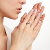 Thumbnail Image 2 of Black & White Diamond Marquise-Shaped Halo Promise Ring 1/5 ct tw Sterling Silver