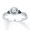 Thumbnail Image 1 of Black & White Diamond Halo Promise Ring 1/5 ct tw Sterling Silver