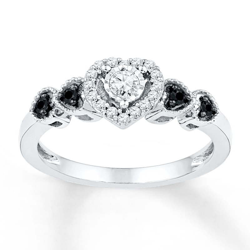 Main Image 1 of Black/White Diamonds 1/5 ct tw Promise Ring Sterling Silver