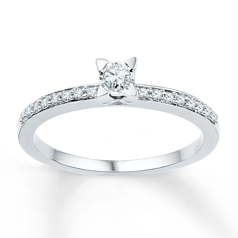 Diamond Promise Ring 1/6 ct tw Round-cut 10K White Gold