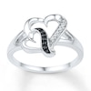 Black/White Diamond Heart Ring 1/20 ct tw Sterling Silver
