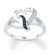 Thumbnail Image 1 of Black/White Diamond Heart Ring 1/20 ct tw Sterling Silver