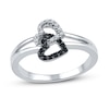 Thumbnail Image 1 of Black & White Diamond Hearts Promise Ring 1/6 ct tw Sterling Silver