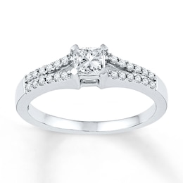 Now + Forever Diamond Engagement Ring 1/2 ct tw Princess-cut 10K White Gold