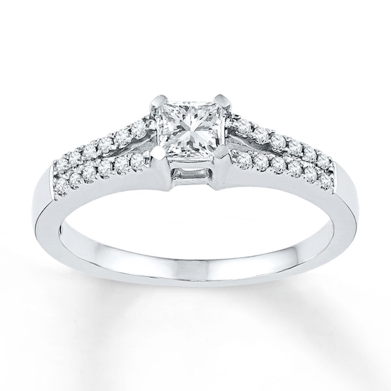 Diamond Engagement Ring 1/2 ct tw Princess-cut 10K White Gold | Kay
