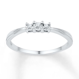 Diamond Three-Stone Promise Ring 1/20 ct tw 10K White Gold