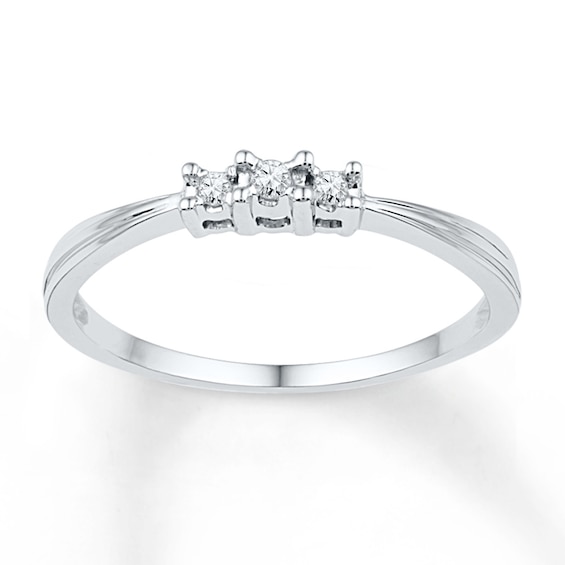 Diamond Three-Stone Promise Ring 1/20 ct tw 10K White Gold