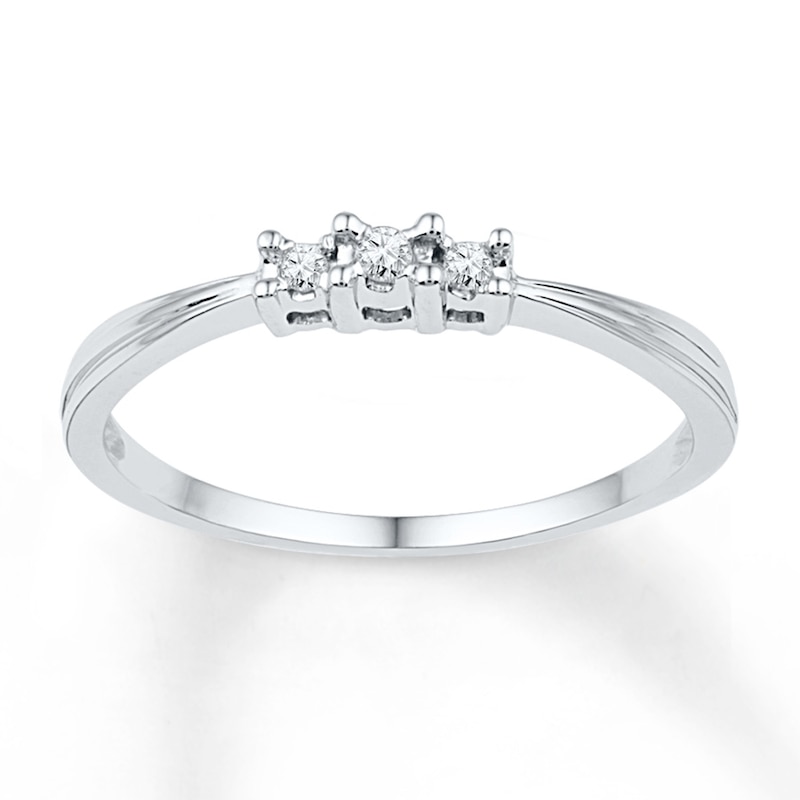Main Image 1 of Diamond Three-Stone Promise Ring 1/20 ct tw 10K White Gold