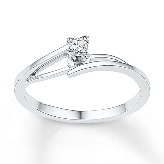 Diamond Solitaire Bypass Promise Ring 1/15 ct tw Sterling Silver