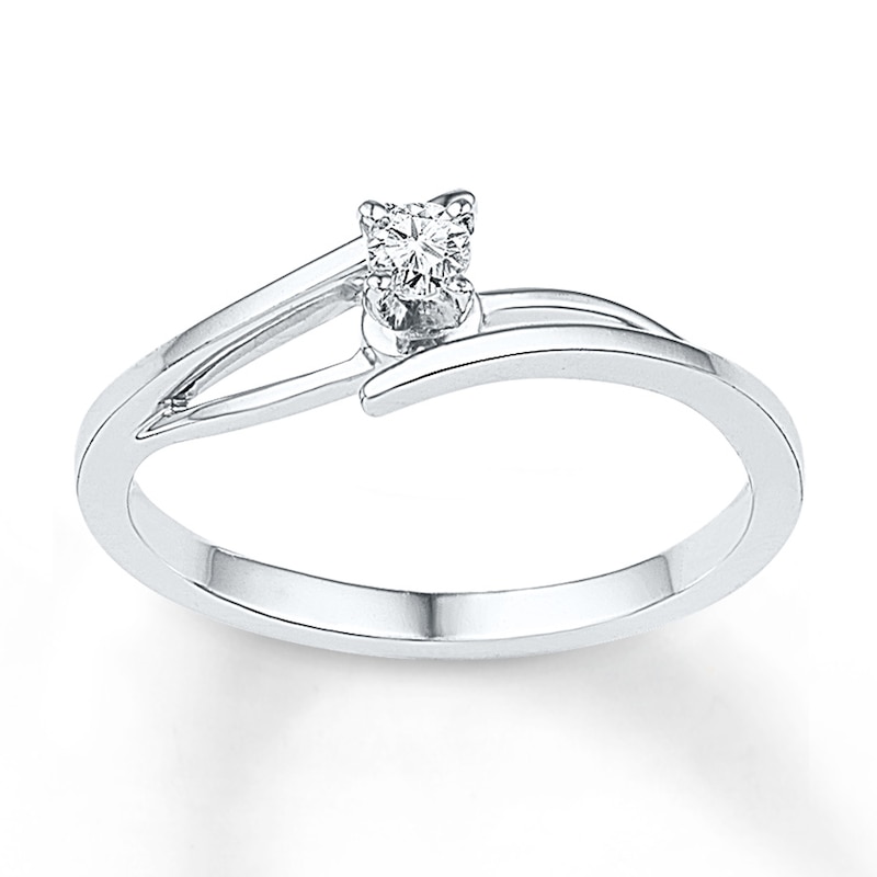 Main Image 1 of Diamond Solitaire Bypass Promise Ring 1/15 ct tw Sterling Silver