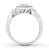 Thumbnail Image 2 of Black & White Diamond Heart Halo Promise Ring 1/10 ct tw Sterling Silver