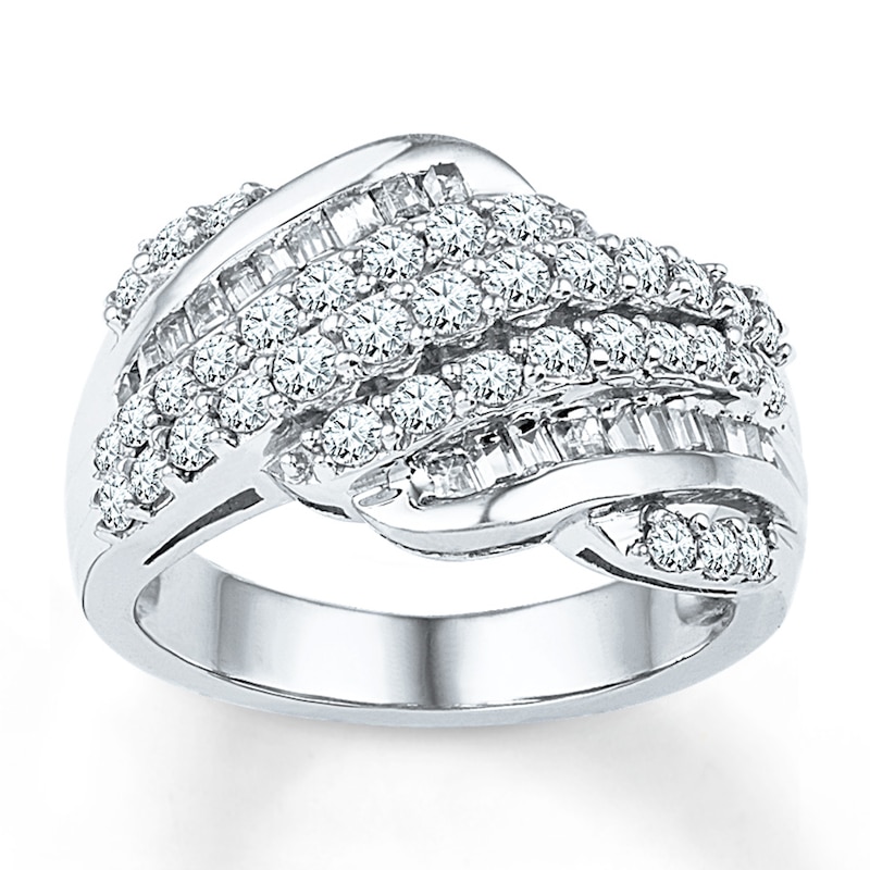 Main Image 1 of Diamond Ring 1 ct tw Baguette/Round 10K White Gold