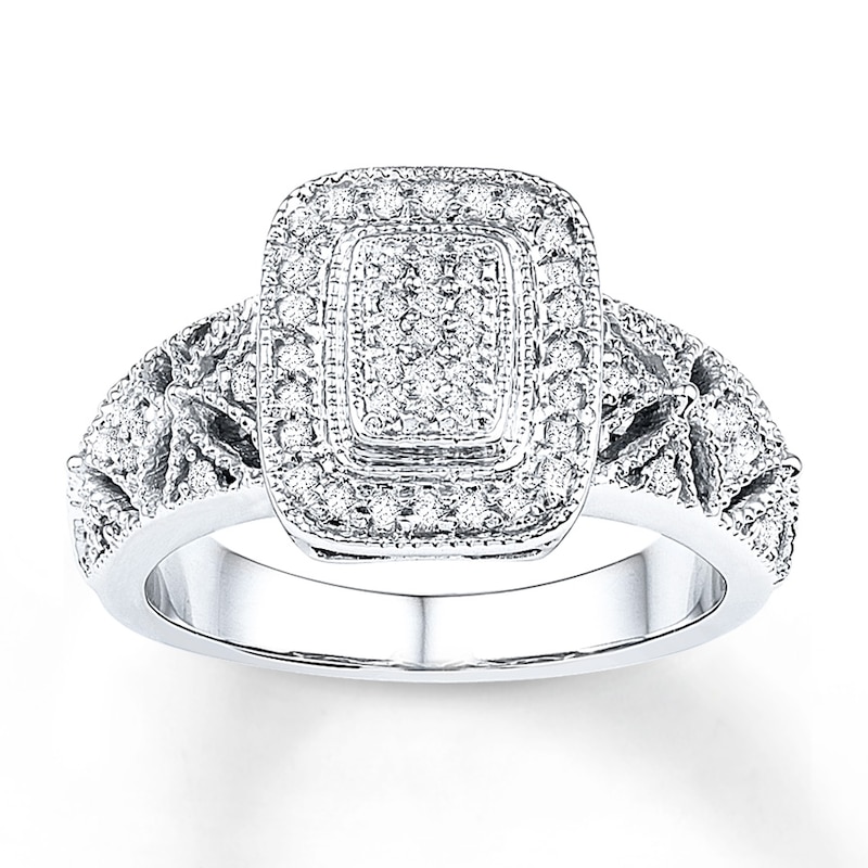 Diamond Ring 1/4 ct tw Princess/Round Sterling Silver
