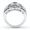 Black & White Diamond Ring 1/2 ct tw Round-cut Sterling Silver