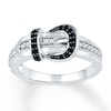 Thumbnail Image 1 of Black/White Diamond Belt Buckle Ring 1/5 ct tw Sterling Silver