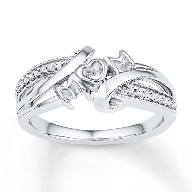 Main Image 1 of &quot;Mom&quot; Diamond Ring 1/15 ct tw Round-cut Sterling Silver