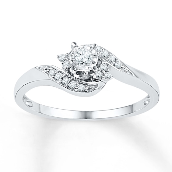 Diamond Bypass Promise Ring 1/6 ct tw 10K White Gold