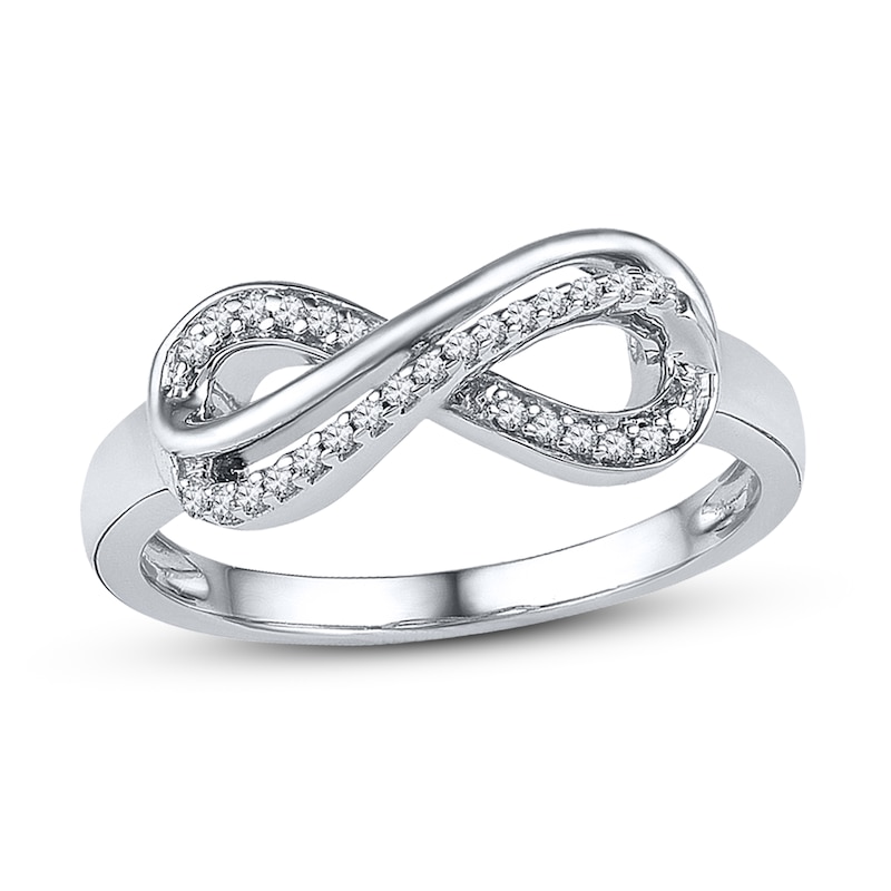 Main Image 1 of Diamond Infinity Ring 1/10 ct tw Round-cut 10K White Gold