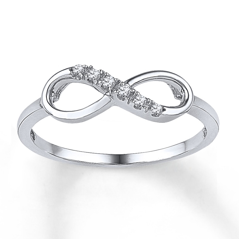 Main Image 1 of Diamond Infinity Ring 1/20 ct tw Round-cut 10K White Gold
