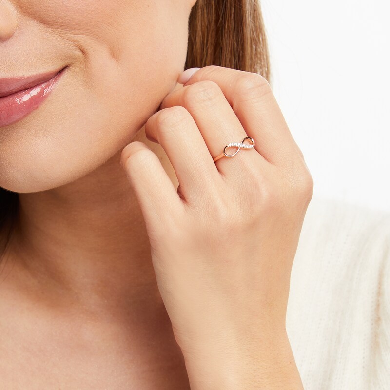 Main Image 2 of Diamond Infinity Ring 1/20 ct tw Round-cut 10K Rose Gold