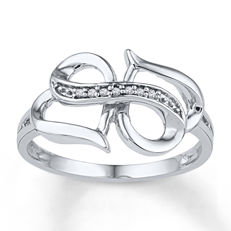Main Image 1 of Heart/Infinity Ring Diamond Accents 10K White Gold