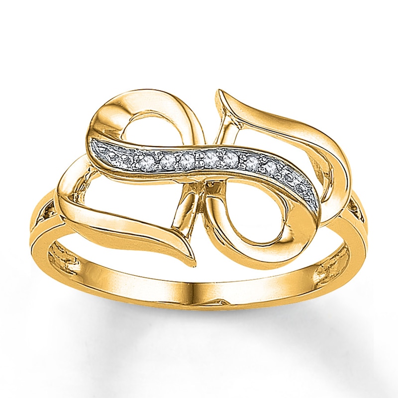Heart/Infinity Ring Diamond Accents 10K Yellow Gold