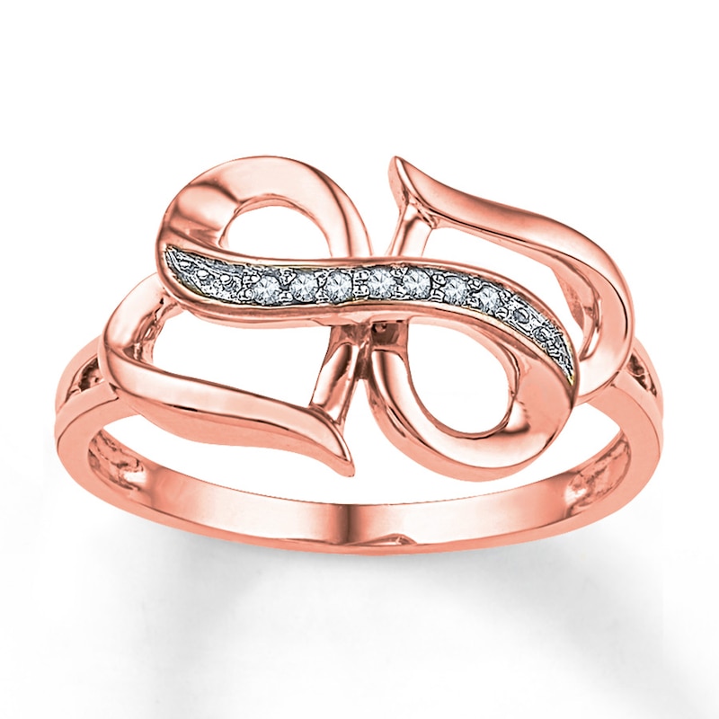 Main Image 1 of Heart/Infinity Ring Diamond Accents 10K Rose Gold