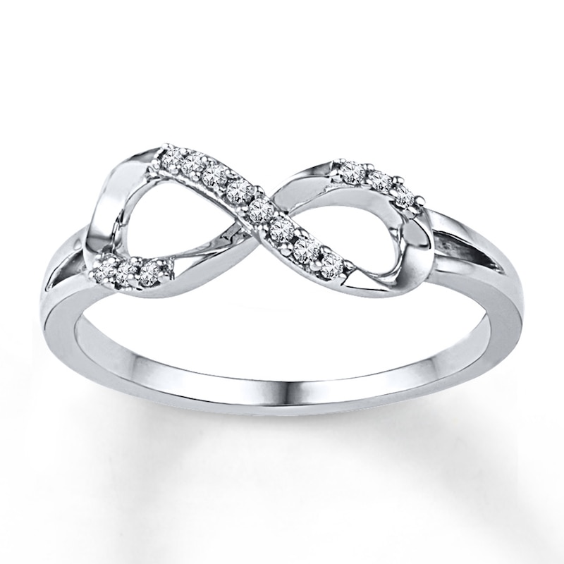Main Image 1 of Diamond Infinity Ring 1/15 ct tw Round-cut 10K White Gold
