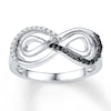 Thumbnail Image 0 of Black/White Diamond Infinity Ring 1/6 ct tw Sterling Silver